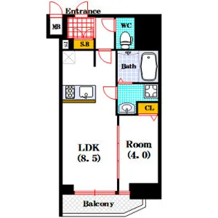 プレサンス北浜オリジン【12階】の間取り