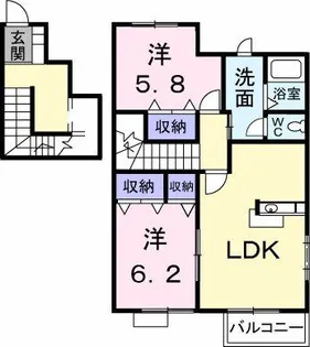 サンライズ新名B【2階】の間取り