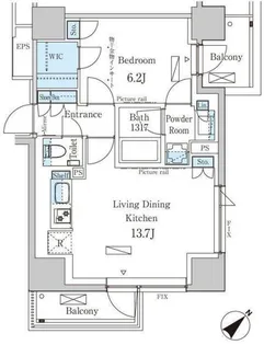 パークアクシス飯田橋レジデンス【9階】の間取り