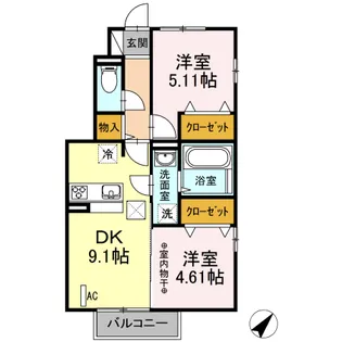 カーサ・リリー D【1階】の間取り