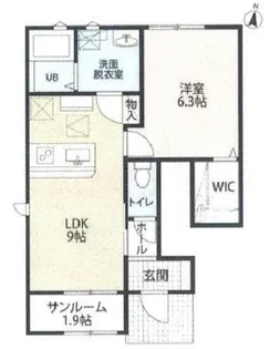 LOTUS西横地【1階】の間取り