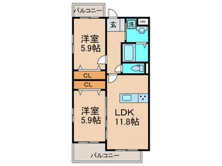 ラク-ル直方【1階】の間取り