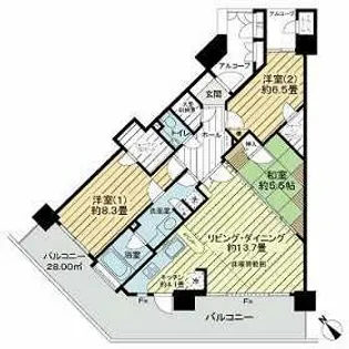 ライオンズタワー仙台広瀬【4階】の間取り