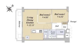 ハイツ日本橋中洲【6階】の間取り