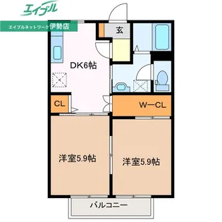 ヴィレッジあじさいD【2階】の間取り
