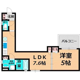 クリエオーレ東中浜【3階】の間取り