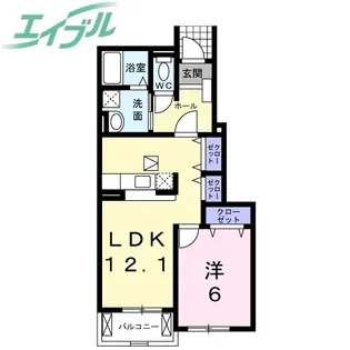 シャトーブリエII【1階】の間取り