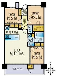 パークホームズ福岡浄水通【6階】の間取り