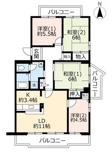 URアクティ学園西町【2階】の間取り