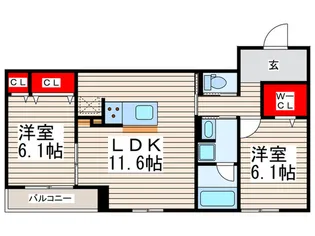 クラルスクア【2階】の間取り