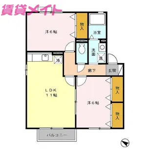 ソレイユ B【2階】の間取り