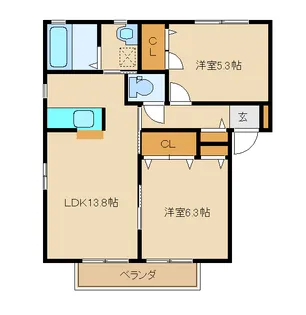 バリュージュ安塚C【1階】の間取り