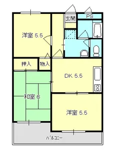 ヴィラつつじヶ崎【3階】の間取り