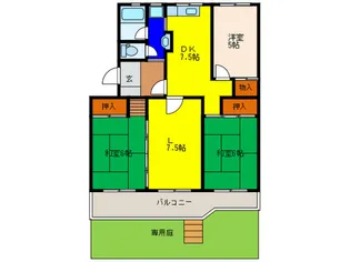 有楽箕面ハイツ2号棟【1階】の間取り