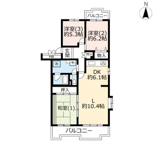 UR星が丘パークランドつぐみ台【3階】の間取り