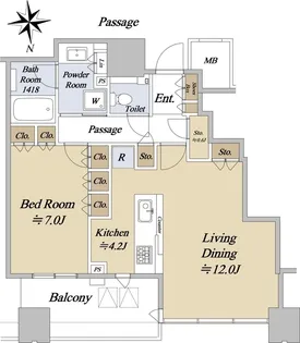 梅田ガーデンレジデンス【38階】の間取り