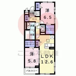 アイマコート初芝【1階】の間取り