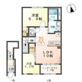 福島県郡山市大槻町字針生向【アパート】の間取り