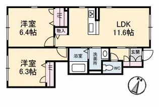 ヴィラ・ノーブル庭瀬【1階】の間取り