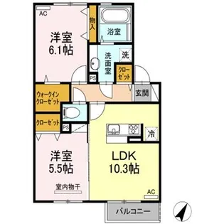 ヴィラージュ月出【2階】の間取り
