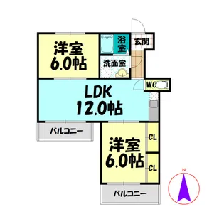 2LDKの間取り画像