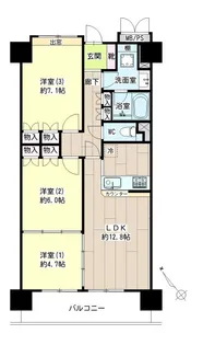 サンリバーオオモリ【7階】の間取り