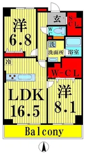 ロイヤルパークスシーサー【2階】の間取り
