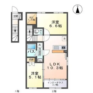 ボンヌール【2階】の間取り