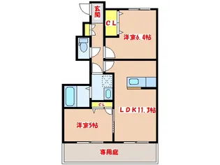 ヴィラーチェ平佐 B棟【1階】の間取り