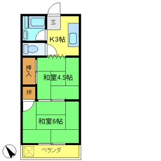 ハイツ岡【1階】の間取り