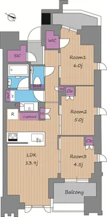 ザ・マジェスティコート目黒【4階】の間取り