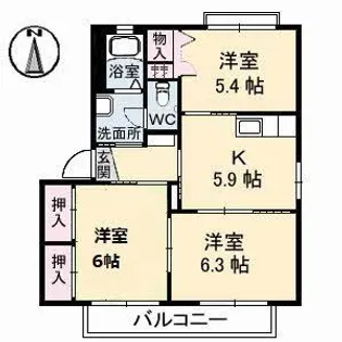 サンクレスト B棟【2階】の間取り