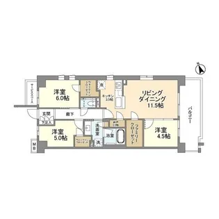 プラウド川崎矢向【3階】の間取り