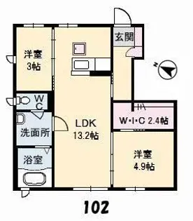 グランスィート田島 B棟【1階】の間取り