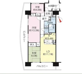 ジオ枚方【11階】の間取り