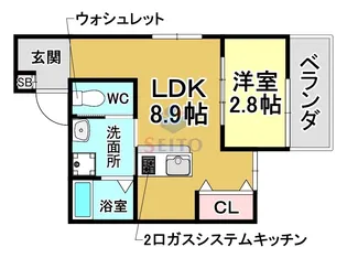 リアコート服部天神【2階】の間取り
