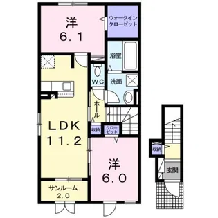 グラース・アビタシオンA、B【2階】の間取り