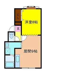 ゆもとハイツC【1階】の間取り