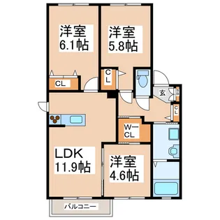 ガーデンパーク はなみずき【2階】の間取り