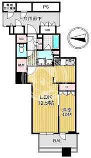 ブランズタワー大阪本町【5階】の間取り