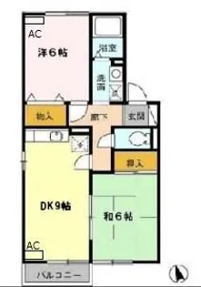 ツインスカイコート A【2階】の間取り