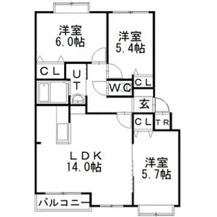 クリスタルリバー参番館【1階】の間取り
