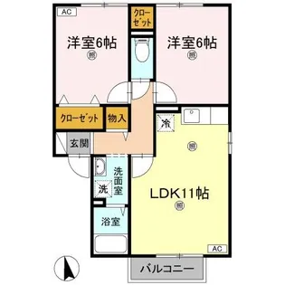 ビバーチェやまは奈 B【2階】の間取り