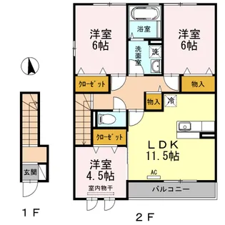 広島県福山市大門町1【アパート】の間取り