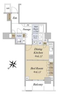 ファミール月島グランスイートタワー【6階】の間取り