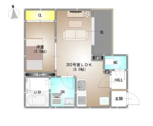 岡山県岡山市北区青江3【アパート】の間取り