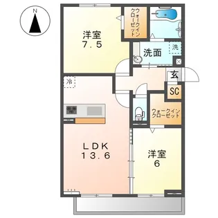 愛知県海部郡大治町大字西條字壱町田【マンション】の間取り