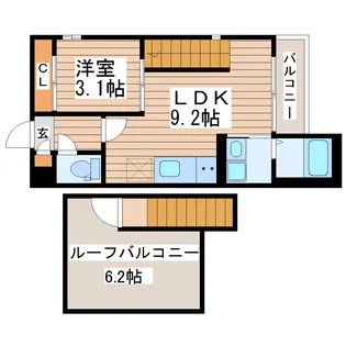 GRANDTIC La Luna【2階】の間取り