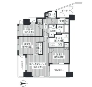 東京都港区白金3【マンション】の間取り