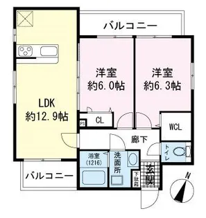 アンジェパティオ函南【1階】の間取り